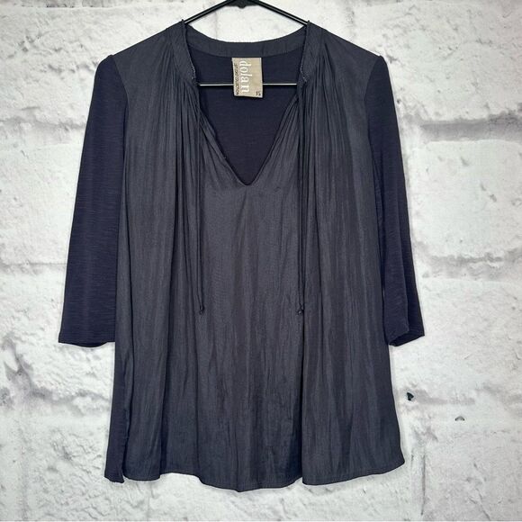 |EUC| DOLAN Anthropologie Lucille Pleated Tie Neck Peasant Top - Picture 1 of 6